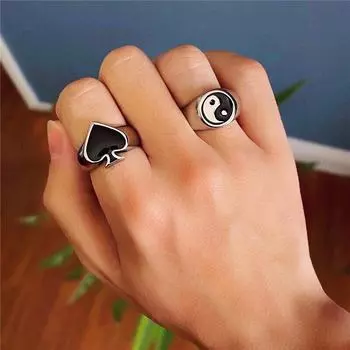 Модное мужское хип-хоп кольцо на указательный палец - японское и корейское кольцо в форме пики на мизинец Spade Ring