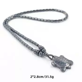 Модное мужское и женское ожерелье, круглый кулон, ожерелье из бусин черного желчного камня One Size