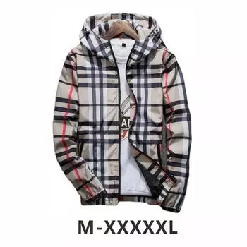 Модное мужское клетчатое пальто с капюшоном на молнии XL