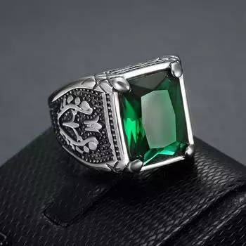 Модное мужское кольцо из нержавеющей стали в стиле ретро с геометрическим рисунком, мужские ювелирные изделия с кристаллами, подарок высокого качества для парня 11 зелёный