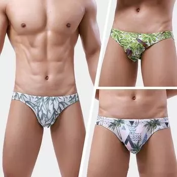 Модное мужское нижнее белье с принтом, пляжные дышащие сетчатые трусы для подростков и мальчиков, однотонные мужские шорты для сна и плавания, большой размер L зелёный