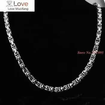Модное мужское ожерелье 5/6/8 мм в ширину, серебряный цвет, нержавеющая сталь, византийская цепочка, винтажные ювелирные изделия 50cm