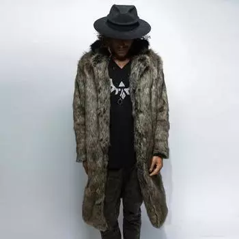 Модное мужское теплое толстое пальто, куртка из искусственной верхней одежды, кардиган, пальто L коричневый