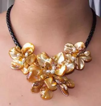 Модное натуральное ювелирное изделие для мамы, жемчужное ожерелье с желтой ракушкой 17-18 лет