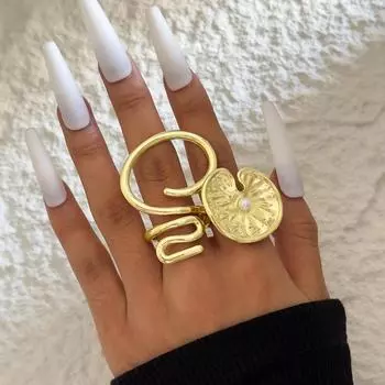 Модное нерегулярное геометрическое ажурное кольцо, дизайнерское, с открывающимся кольцом в виде персикового сердца и бабочки для женщин