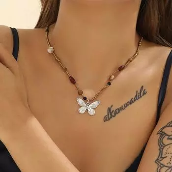 Модное нерегулярное ожерелье с подвеской в виде бабочки из бисера для девочек, аксессуары для вечеринок, подарки