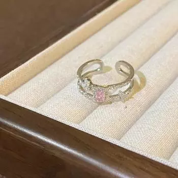 Модное нишевое дизайнерское кольцо с розовым квадратным цирконом для женщин