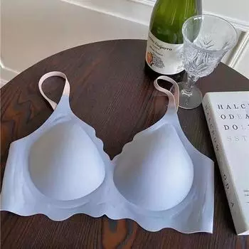 Модное нижнее белье без следов, женское нижнее белье с большой грудью, маленькая грудь, непровисающий спортивный сексуальный бюстгальтер, тонкий летний чехол 70A розовый
