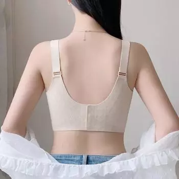 модное нижнее белье больших размеров Traceless, женский спортивный бюстгальтер, собирающий и закрывающий нижнюю часть груди, бюстгальтер против провисания. M красный