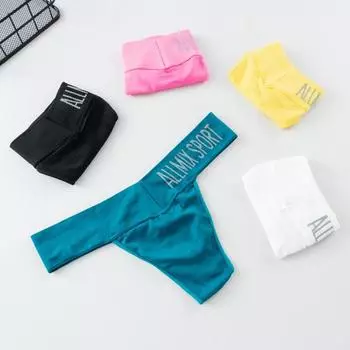 Модное нижнее белье с буквами, женское нижнее белье из чистого хлопка с v-образными стрингами