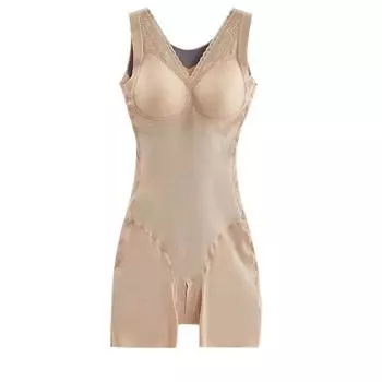 модное нижнее белье с высокой талией женское нижнее белье утягивающее боди бесшовный комбинезон для девочек сексуальное кружевное корректирующее белье боди для женщин M бежевый