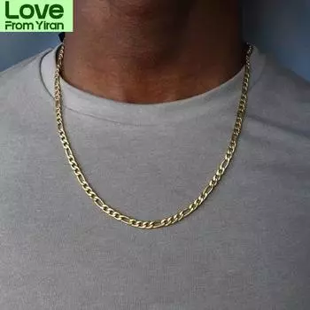 Модное новое ожерелье-цепочка Фигаро для мужчин из нержавеющей стали золотого цвета, длинное ожерелье для мужчин, ювелирные изделия, подарочный воротник Hombres 18inch (45cm)