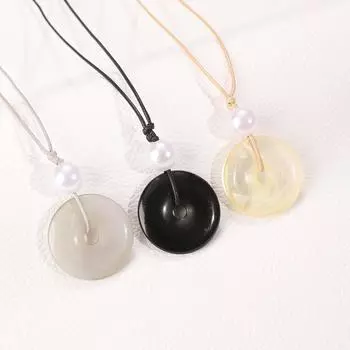 Модное новое ожерелье в китайском стиле с пряжкой и кулоном, плетеная веревка, регулируемое китайское шикарное классическое ожерелье 1 pcs(Grey)