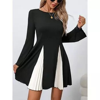 Модное новое винтажное свободное повседневное платье с расклешенными рукавами, женское элегантное летнее платье трапециевидной формы, черное сексуальное короткое платье для женщин с высокой талией, облегающее женское вечернее платье 25923 S чёрный