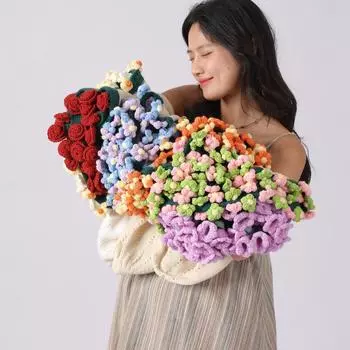 Модное одеяло с букетом цветов, готовое искусственное вязаное одеяло для подруги и мамы в подарок Style 5