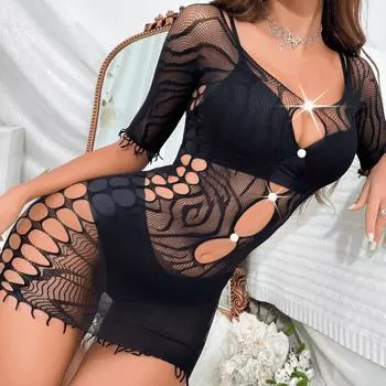 Модное однотонное ажурное платье без бикини с высоким круглым вырезом, прозрачное платье-прикрытие, женские купальники и одежда One Size