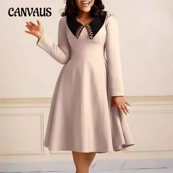 Модное однотонное женское платье больших размеров, весенне-осеннее элегантное платье с длинными рукавами и лацканами, большие распашные платья S жёлтый