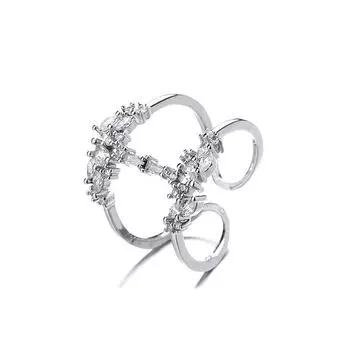 Модное открытое кольцо на указательный палец, женское дизайнерское кольцо Heavy Industry с двухслойной микроинкрустацией циркония Cool Tide Adjustable Opening