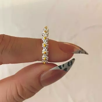 Модное открытое кольцо с маргариткой женское серебряного цвета простое элегантное регулируемое кольцо на указательный палец ювелирное изделие в подарок