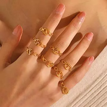 Модное открытое регулируемое кольцо с 26 буквами, золотое кольцо из нержавеющей стали, не выцветающее простое кольцо для женщин, модные аксессуары