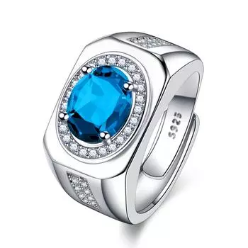 Модное овальное кольцо с бриллиантом, инкрустированное цветным драгоценным камнем