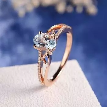 Модное овальное кольцо с водным бриллиантом 5