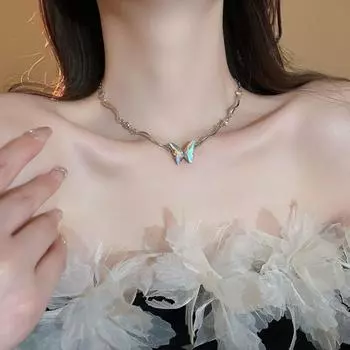 Модное ожерелье-бабочка на ключицу Y2K ожерелье-бабочка кулон Подарки на день рождения 1 pcs