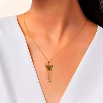 Модное ожерелье-бабочка, женская изысканная эмалированная цепочка на ключицу с кисточкой, вечерние бутик-ювелирные изделия