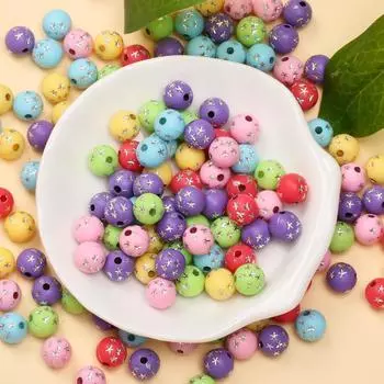 Модное ожерелье, браслет, серьги из бисера, аксессуары для самостоятельного изготовления ювелирных изделий, сферические акриловые бусины со звездами, 50 шт., 7,5 мм