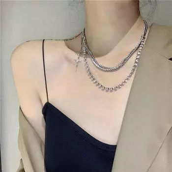 Модное ожерелье-цепочка с двумя слоями стразов для женщин, новые ювелирные изделия
