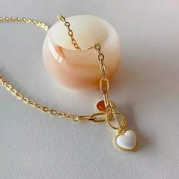 Модное ожерелье-цепочка в форме сердца для женщин, корейские ювелирные изделия в форме ожерелья золотого цвета