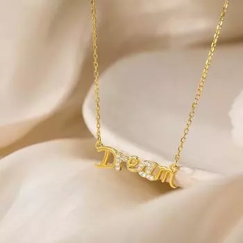 Модное ожерелье-чокер из стерлингового серебра 925 пробы с надписью «мечта», ожерелье для женщин и девочек, эффектные свадебные украшения Dz795 золотой