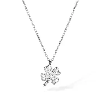 Модное ожерелье Commuter Wind из нержавеющей стали с универсальной бриллиантовой цепочкой на ключицу Lucky Clover