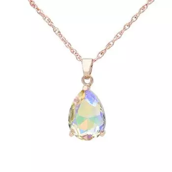 Модное ожерелье цвета розового золота с каплей воды и кристаллами для женщин и девочек, вечерние украшения с темпераментом