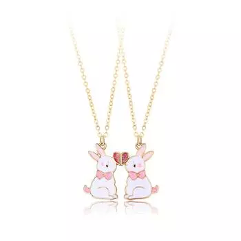 Модное ожерелье для пары, милый мультяшный кулон с индивидуальностью, подходит как для мужчин, так и для женщин One Size золотой