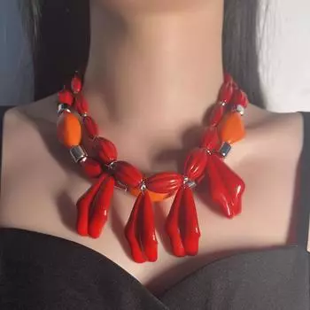 Модное ожерелье для женских украшений красный
