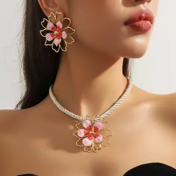 Модное ожерелье-гвоздик для женского комплекта ювелирных изделий розовый