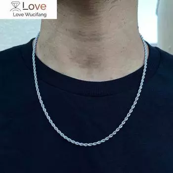 Модное ожерелье из цепочки из веревки для мужчин, темперамент, ширина 3 мм, ожерелье из нержавеющей стали для мужчин, ювелирные изделия, подарок 24inch(60cm)