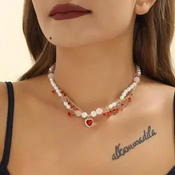 Модное ожерелье из искусственного жемчуга с подвеской в форме сердца с кристаллами, женское свадебное украшение для вечеринки