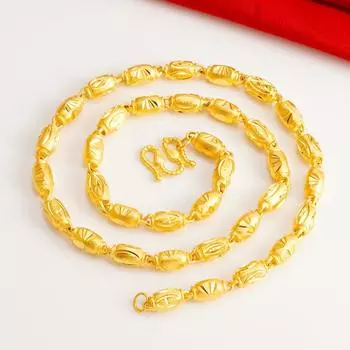 Модное ожерелье из меди с золотым покрытием, сплошное оливковое, для мужчин, аксессуары для ожерелья из песочного золота, подарок 7MM золотой