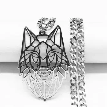 Модное ожерелье из нержавеющей стали с изображением волка для женщин/мужчин, серебряное ожерелье с подвеской, ювелирные изделия, pendentif homme NXH343S03 50cm