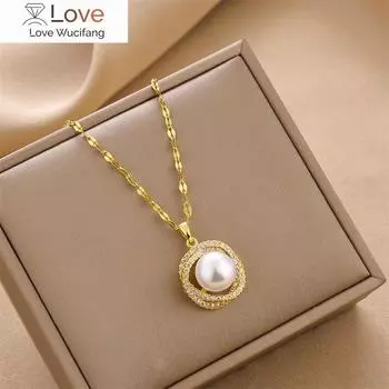 Модное ожерелье из нержавеющей стали с жемчугом-водоворотом в форме птичьего гнезда для женщин с короткой цепочкой, колье-чокер, лучший подарок