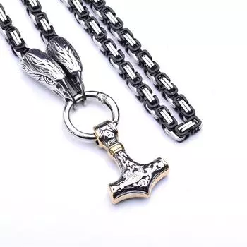 Модное ожерелье из нержавеющей стали с подвеской в виде викинга Одина Вороны Громового молота, ожерелье императора 40