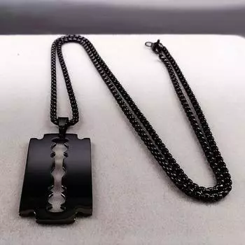 Модное ожерелье из нержавеющей стали с лезвием, мужские ювелирные изделия, черное готическое ожерелье, мужские украшения