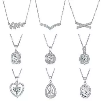 Модное ожерелье из серебра 925 пробы с подвеской в виде женского сердца и циркония, простая цепочка на ключицу в виде листа 925 Silver