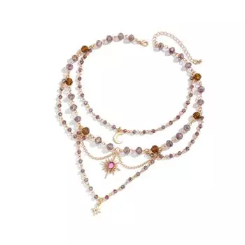 Модное ожерелье из сплава с нерегулярной луной и кисточками, регулируемая длина, шейная цепочка, многослойный шейный аксессуар