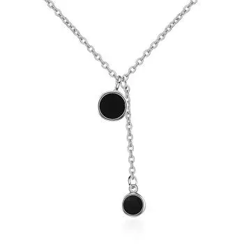 Модное ожерелье из стерлингового серебра 925 пробы с подвеской на ключицу, черное круглое ожерелье с подвеской для женщин, ювелирные изделия Kolye Dz397