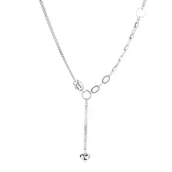 Модное ожерелье из стерлингового серебра 925 пробы в стиле пэчворк с овальным кругом и сердцем с кисточкой