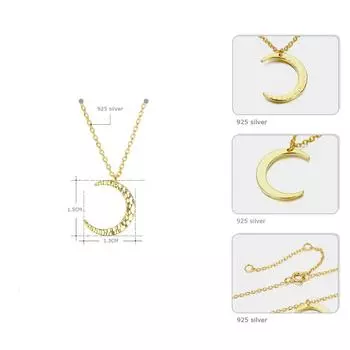 Модное ожерелье из стерлингового серебра 925 пробы с полумесяцем, элегантный кулон 2 цвета, свадебные украшения, подарок на годовщину для женщин (Ne103232 )