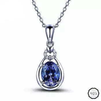Модное ожерелье из стерлингового серебра 925 пробы, ювелирные изделия, сапфир, изумруд, подвеска из драгоценного камня, аксессуары для женщин, свадьба, помолвка синий